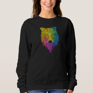 Colorful Wold Head Wolf Raglan Trui