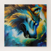 Colorful Wolf Howl Legpuzzel (Horizontaal)