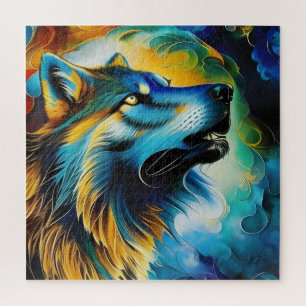 Colorful Wolf Howl Legpuzzel