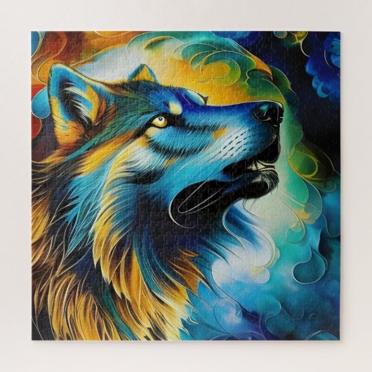 Colorful Wolf Howl Legpuzzel (Verticaal)