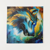 Colorful Wolf Howl Wandkleed (Voorkant (horizontaal))