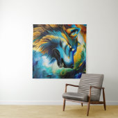 Colorful Wolf Howl Wandkleed (In Situ (horizontaal))