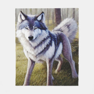Colorful Wolf Standing Fleece Deken