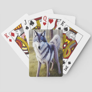 Colorful Wolf Standing Pokerkaarten
