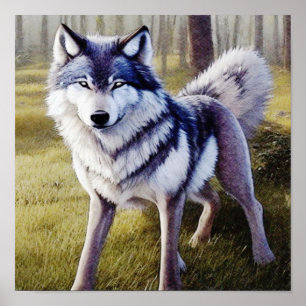 Colorful Wolf Standing Poster