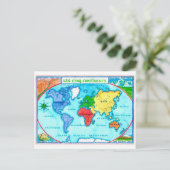 Colorful World Map Postcard Briefkaart (Staand voorkant)