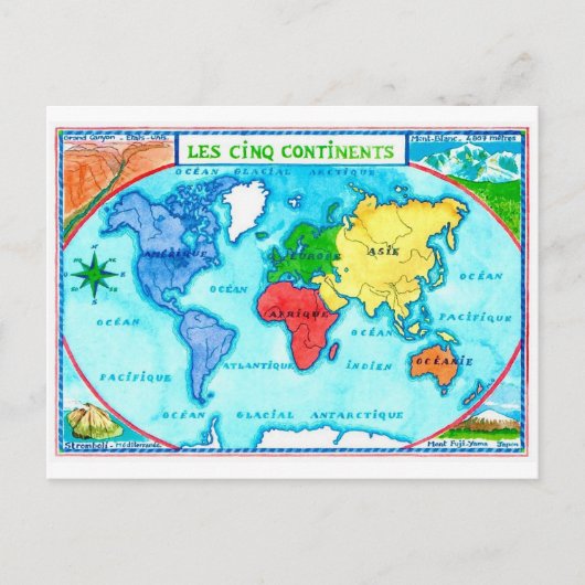 Colorful World Map Postcard Briefkaart (Voorkant)