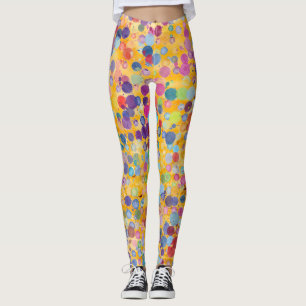 Colorful Yellow Waterverf Yoga Pants Leggings