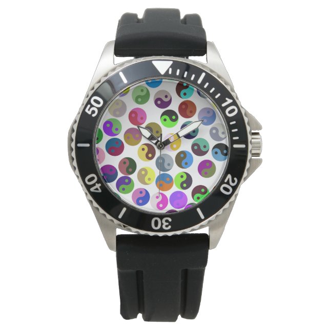 Colorful Ying Yang Pattern Watch Horloge (Voorkant)