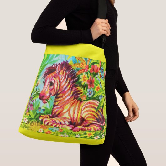 Colorful zebra print uit 1960 crossbody tas (Dichtbij)
