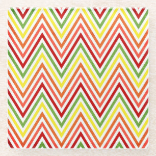 Colorful Zigzag Chevron Pattern Glazen Onderzetter