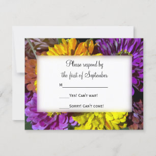 Colorful Zinnia Flowers Weddenschap RSVP Kaartje