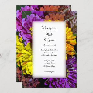 Colorful Zinnia Flowers Wedding Kaart