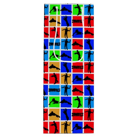 Colorful Zombies Pattern Wijn Cadeautas (Voorkant)