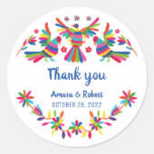 COLORFULL OTOMI MEXICAN DANK U RONDE STICKER (Voorkant)