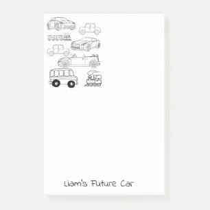 Coloriage avec des Post-it Voitures Trains