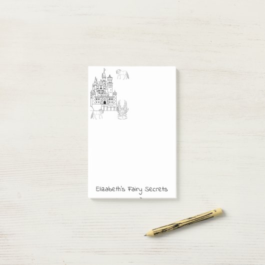 Coloriage Château de Fées Post-it Notes (Sur un bureau)