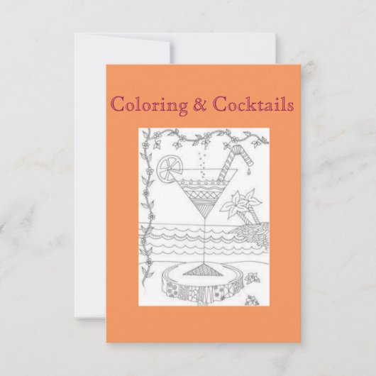 Coloriage & Cocktails Invitations Filles Fête de n (Devant)