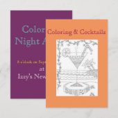 Coloriage & Cocktails Invitations Filles Fête de n (Devant / Derrière)