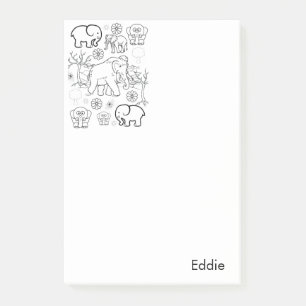 Coloriage Éléphants Post-it Notes