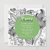 Coloriage floral Doodle Art Party Invitation (Devant)