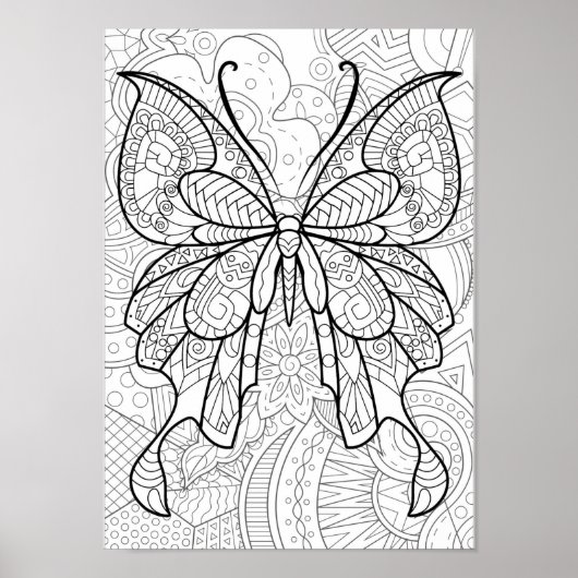 Coloriage papillon Abstrait Poster (Devant)