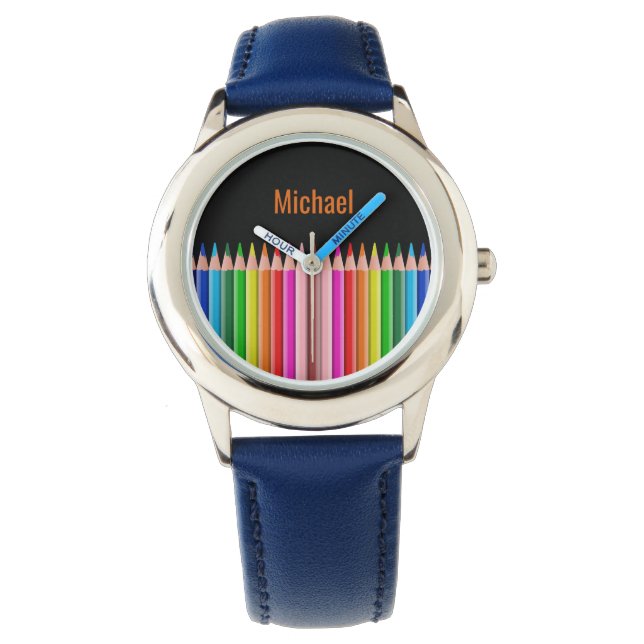 Coloriage Pencils nom personnalisé montres (devant)