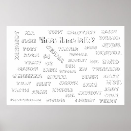 Coloriage POSTER 36x24 / Noms unisexes / IMPRIMANT (Devant)