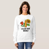 Coloriage Sweatshirt de livre - Flower Art Lovers (Devant entier)