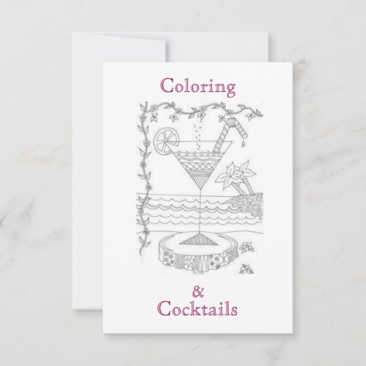 Coloring & Cocktails Girls Night Party-uitnodiging Kaart (Voorkant)
