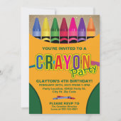 Coloring, Crayon Birthday Party Kaart (Voorkant)