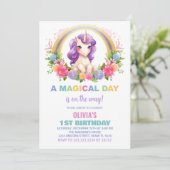 Coloris Floral Unicorn Invitations d'anniversaire (Debout devant)