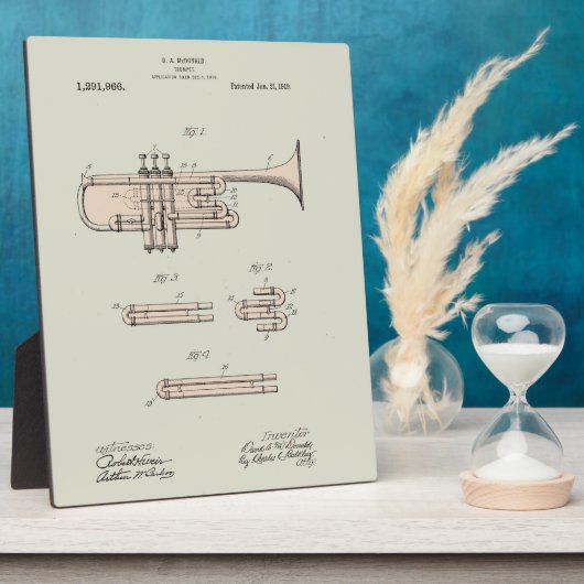 Colorized  Trumpet Patent Illustration Fotoplaat (Zijkant)