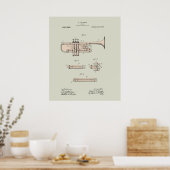 Colorized  Trumpet Patent Illustration Poster (Keuken)