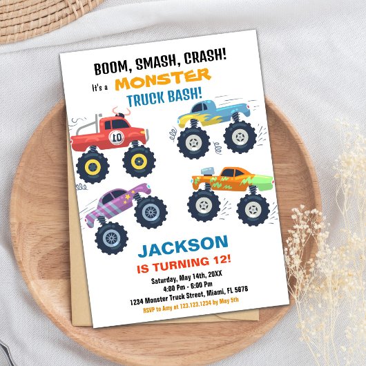 Colors Monster Truck Invitations d'anniversaire