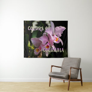 Colors of Colombia Cattleya Orchid Wall Tapestry Wandkleed