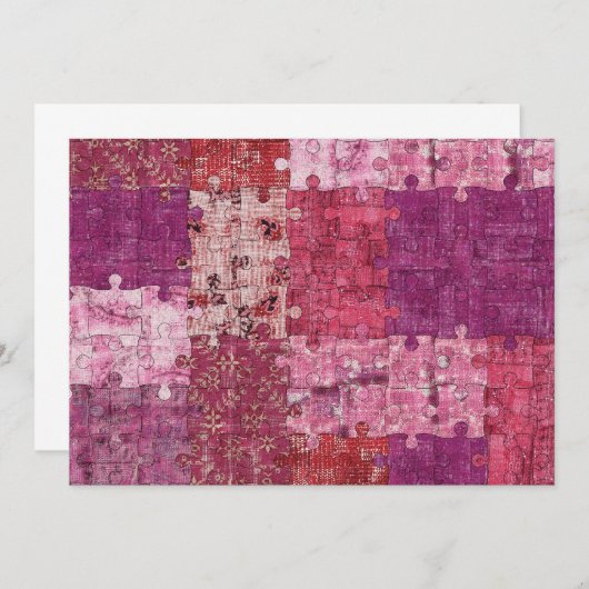 Colors Texture Puzzle Invitation Kaart (Voorkant / Achterkant)