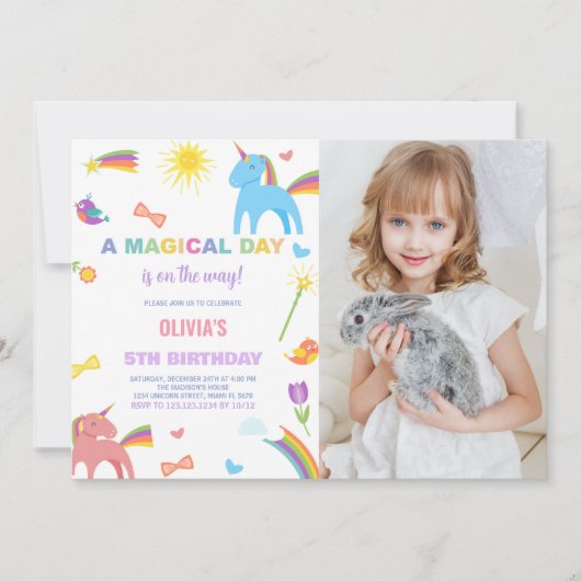 Colors Unicorn Anniversaire Invitations photo (Devant)