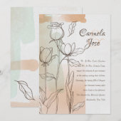 Colorwash Floral Faire-part de mariage (Devant / Derrière)