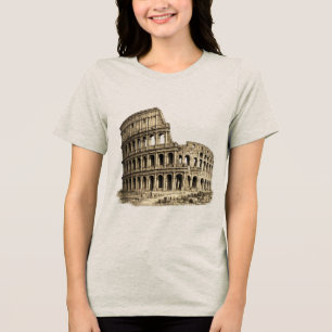 Colosseo Romano Antiek Colosseum Gravure Tri-Blend Shirt