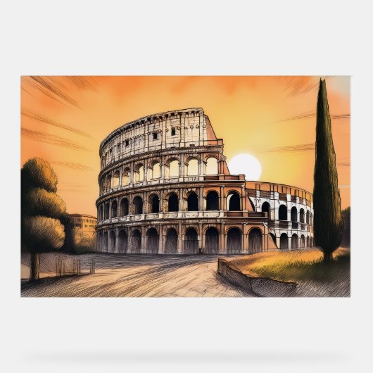 Colosseum ancient roman amphitheater during golden acryl bord (Voorkant)