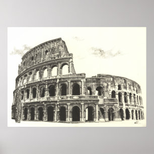 Colosseum - Cross Hatching Fine Art afdrukken Poster