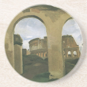 Colosseum gezien door de arcades in Rome, Italië Zandsteen Onderzetter