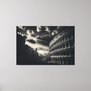 Colosseum in zwart wit - tijdloze Romeinse elegant Canvas Afdruk