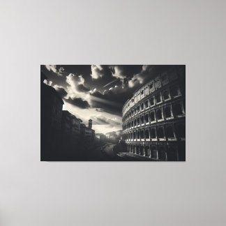 Colosseum in zwart wit - tijdloze Romeinse elegant Canvas Afdruk