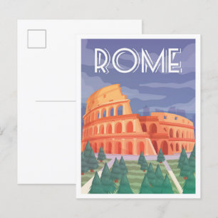 Colosseum Rome Italië Vintage reisillustratie Briefkaart