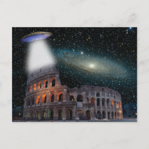 Colosseum Rome Italië voldoet aan ruimte en UFO Briefkaart