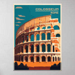 Colosseum Rome Italie Voyage Art Poster vintage