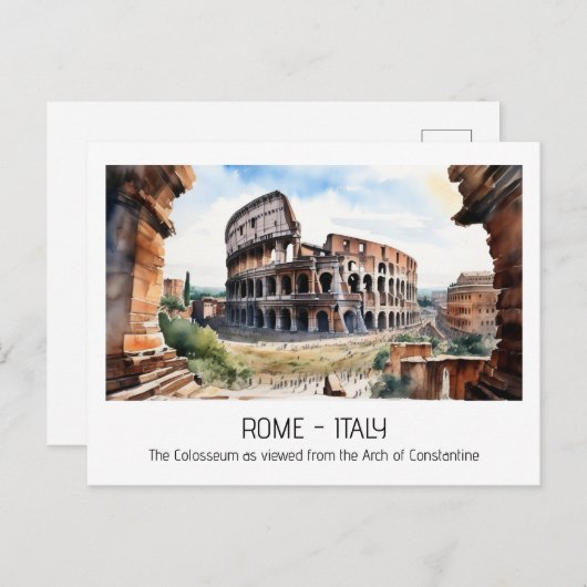 Colosseum waterverf boog Constantijn Rome curio Briefkaart (Voorkant / Achterkant)