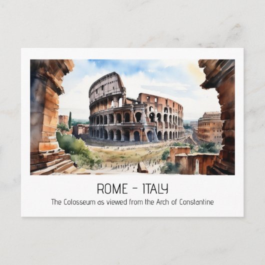Colosseum waterverf boog Constantijn Rome curio Briefkaart (Voorkant)